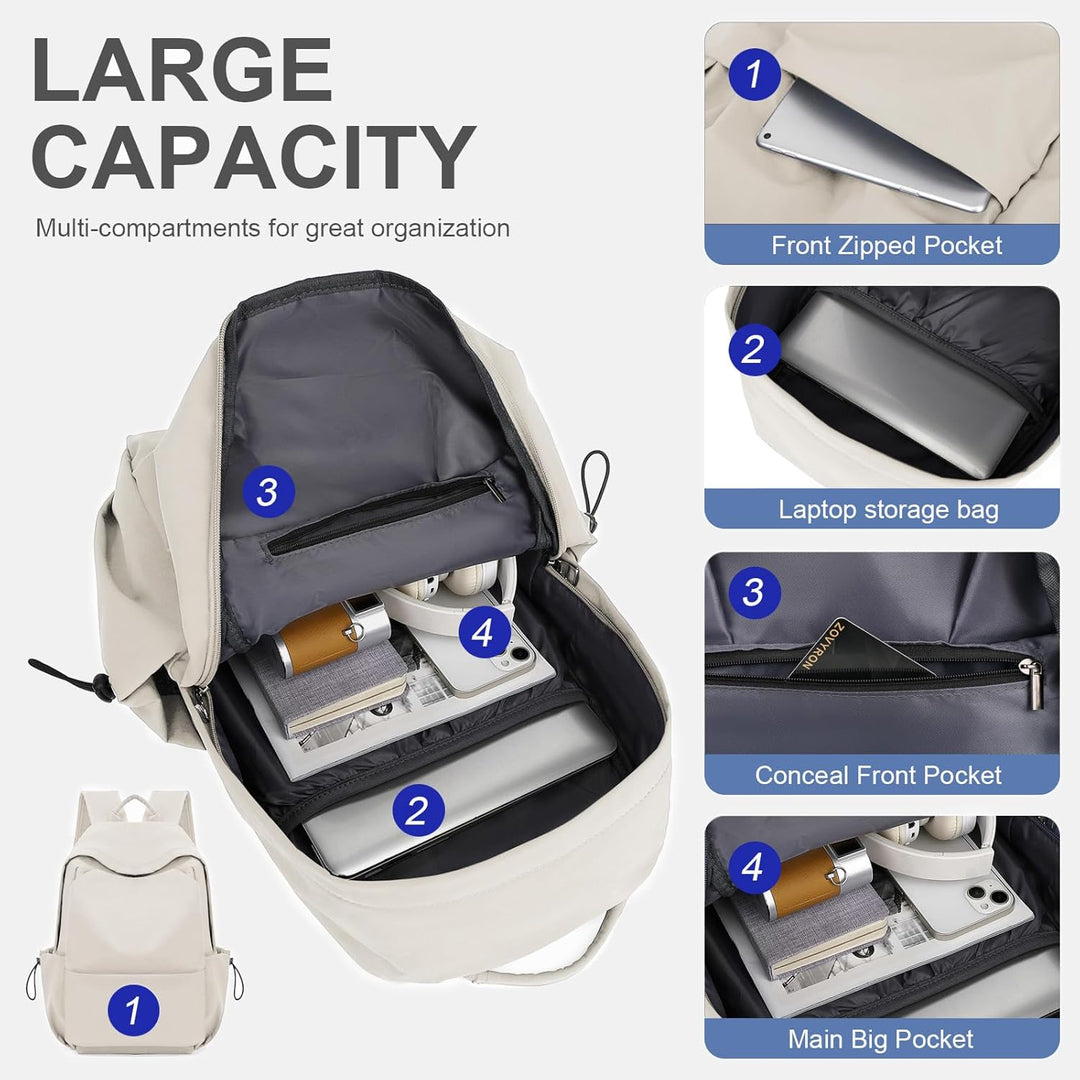 Unisex water-resistant backpack for 15.6" laptops, perfect for travel & work.