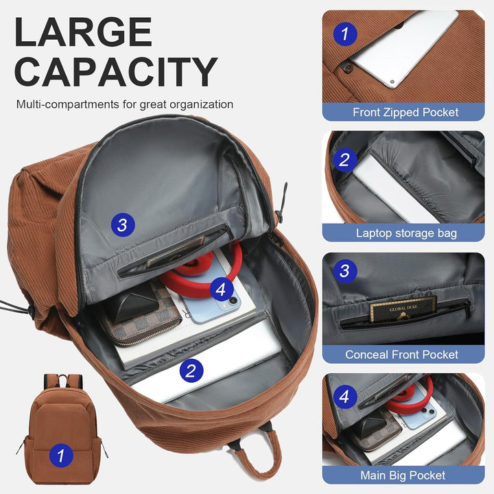 Work backpack with water-resistant 15.6" laptop storage, multi-pocket design.