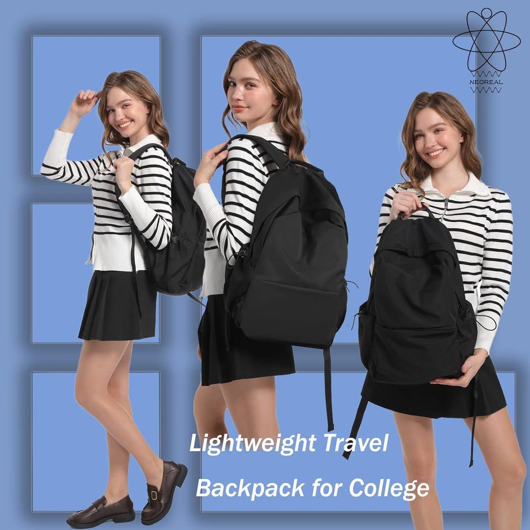 Stylish women's laptop backpack, organized for work or travel, comfortable design.