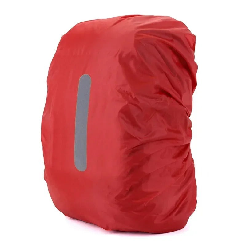 Easy-to-pack waterproof backpack cover with reflective strips, ideal for hikers, cyclists, and daily commuters.