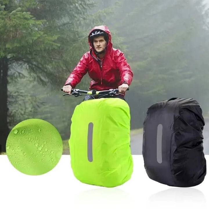 Compact & lightweight backpack rain cover, offering waterproof protection and reflective safety for commuters.