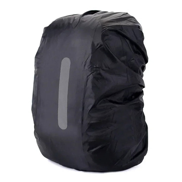 All-weather waterproof backpack cover with reflective strips, perfect for outdoor activities & urban commuting.