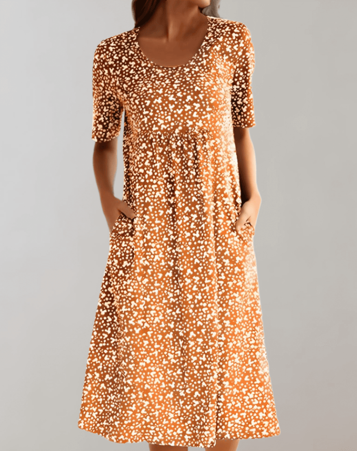 Relaxed fit lightweight V-neck summer dress for women, perfect flowy casual wear in warm weather.