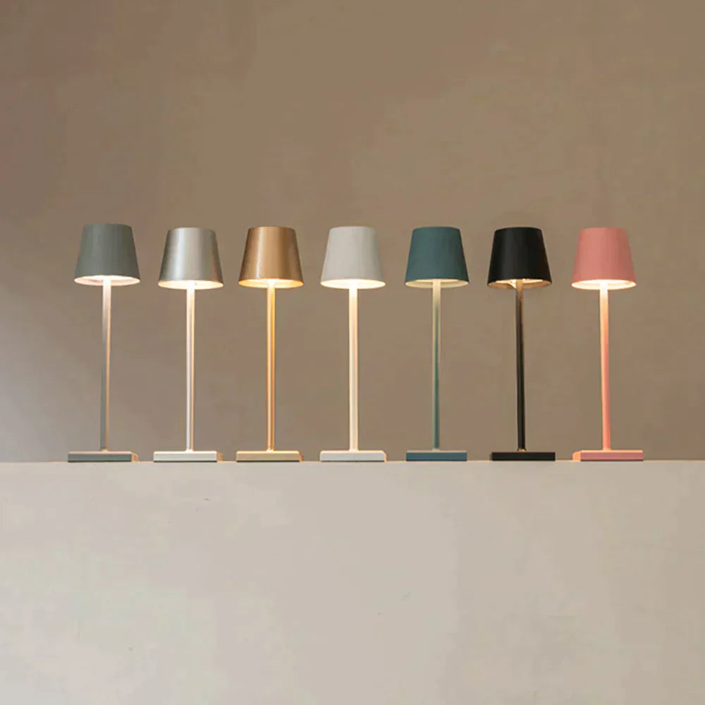 LumoGlow rechargeable bedside light, a modern touch control LED lamp for relaxing ambient glow.