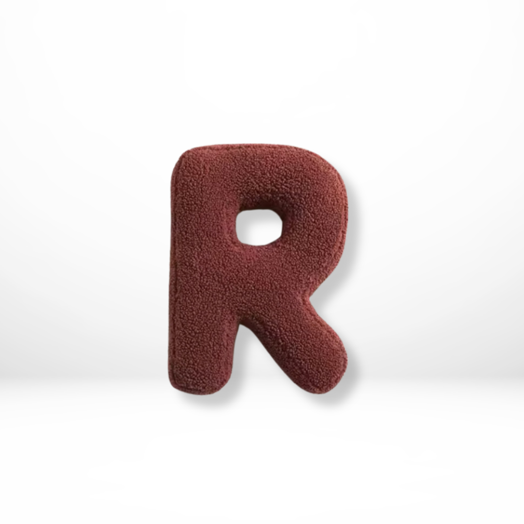 Luxurious velvet letter cushion for an inviting living room or cozy bedroom.