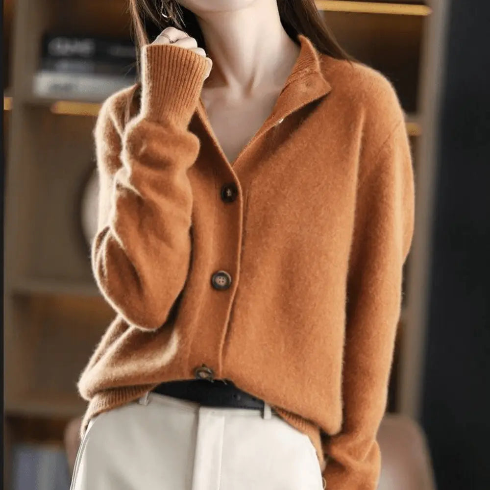 Comfortable women's versatile cardigan, perfect all-season knitwear for elegant casual layering.