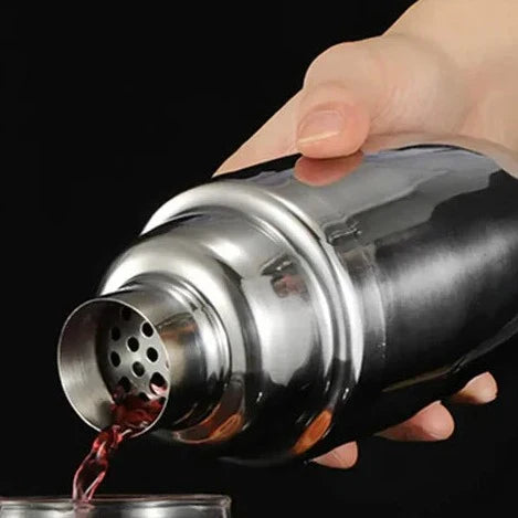 Premium metallic cocktail kit, 10-piece luxury stainless steel set. Ideal gift for home bartenders.