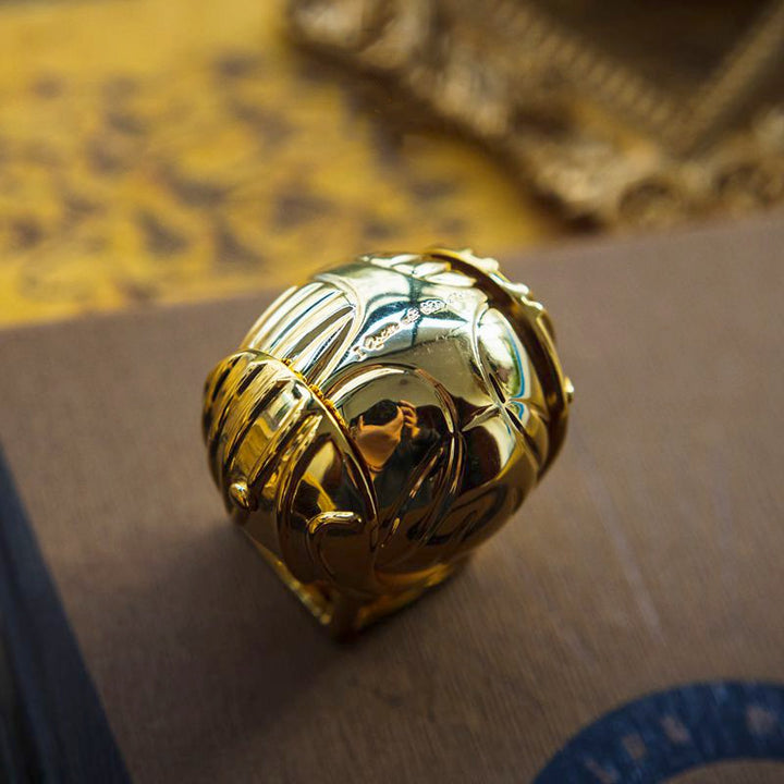 Movable golden winged orb jewelry case, an exquisite luxury gift box for rings & small treasures.
