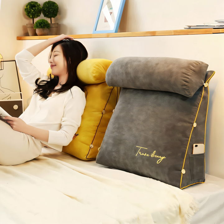Multi-purpose home comfort reading cushion, providing ergonomic back, neck support for ultimate relaxation.