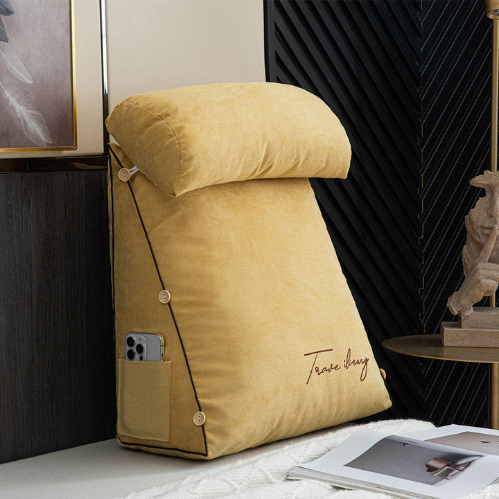 Ergonomic reading cushion providing excellent back and neck support for comfortable relaxation.
