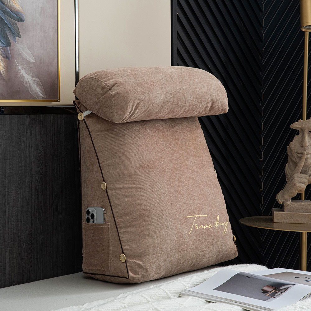 Soft luxury bed reading cushion offering ergonomic back support for ultimate comfort while reading.