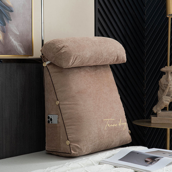 Soft luxury bed reading cushion offering ergonomic back support for ultimate comfort while reading.