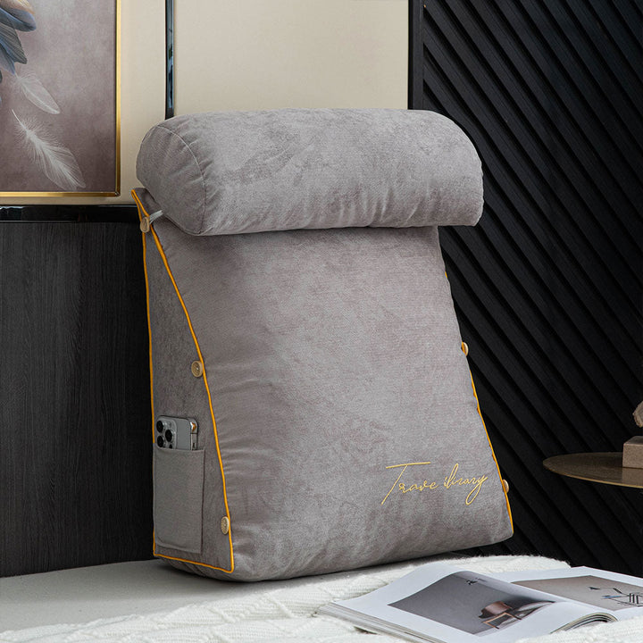 Comfortable sofa accessory, an ergonomic reading pillow for excellent back and neck support & relaxation.