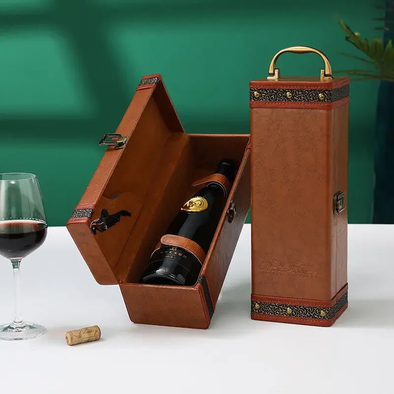 Secure luxury wine case for travel, protecting delicate bottles and accessories during transport.