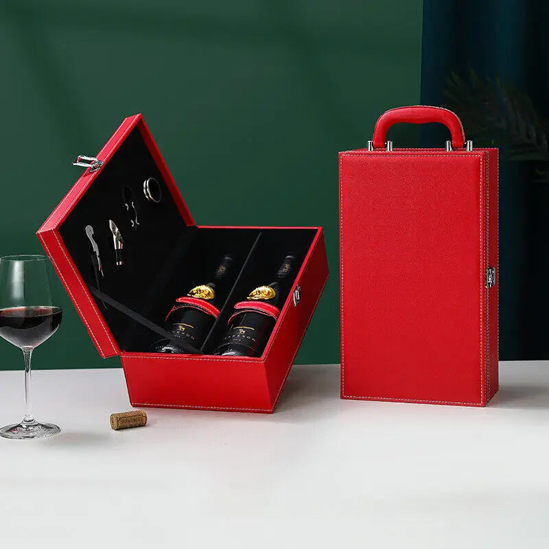 Luxury wine accessory case, providing organized storage for bottles, corkscrews, and stoppers.