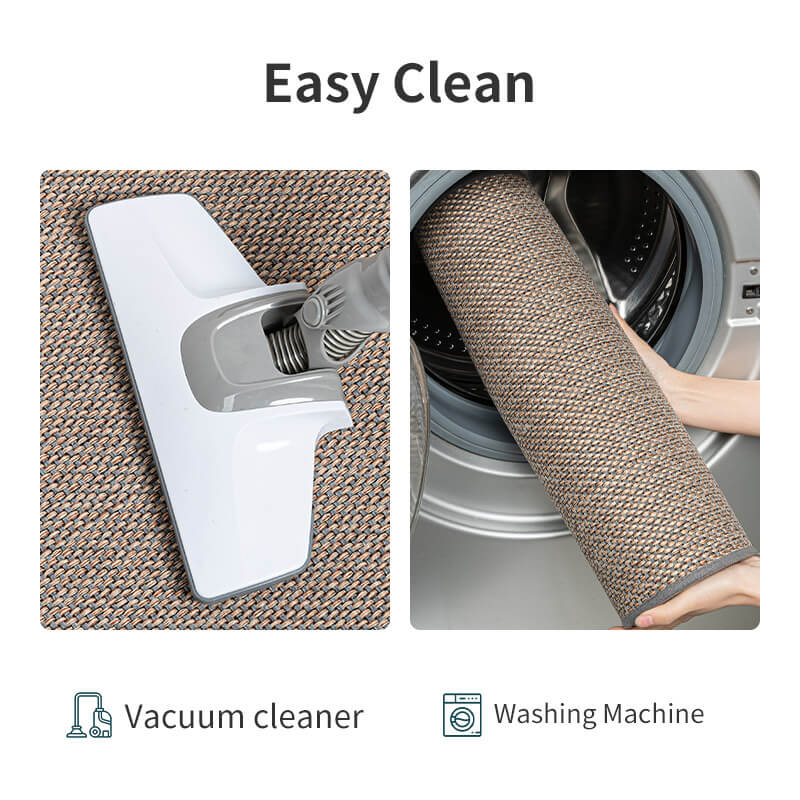Versatile woven indoor mat, machine washable, suitable for any entryway. Stylish, absorbent, and non-slip.