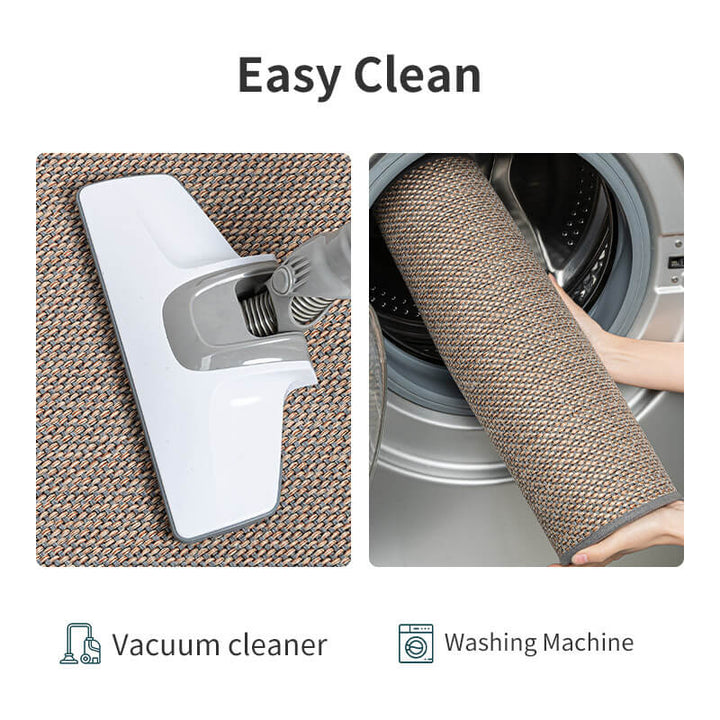 Versatile woven indoor mat, machine washable, suitable for any entryway. Stylish, absorbent, and non-slip.