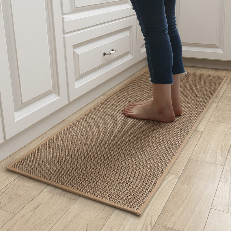 Absorbent indoor door mat, machine washable. Great for wet shoes, paws, and trapping dirt at the door.