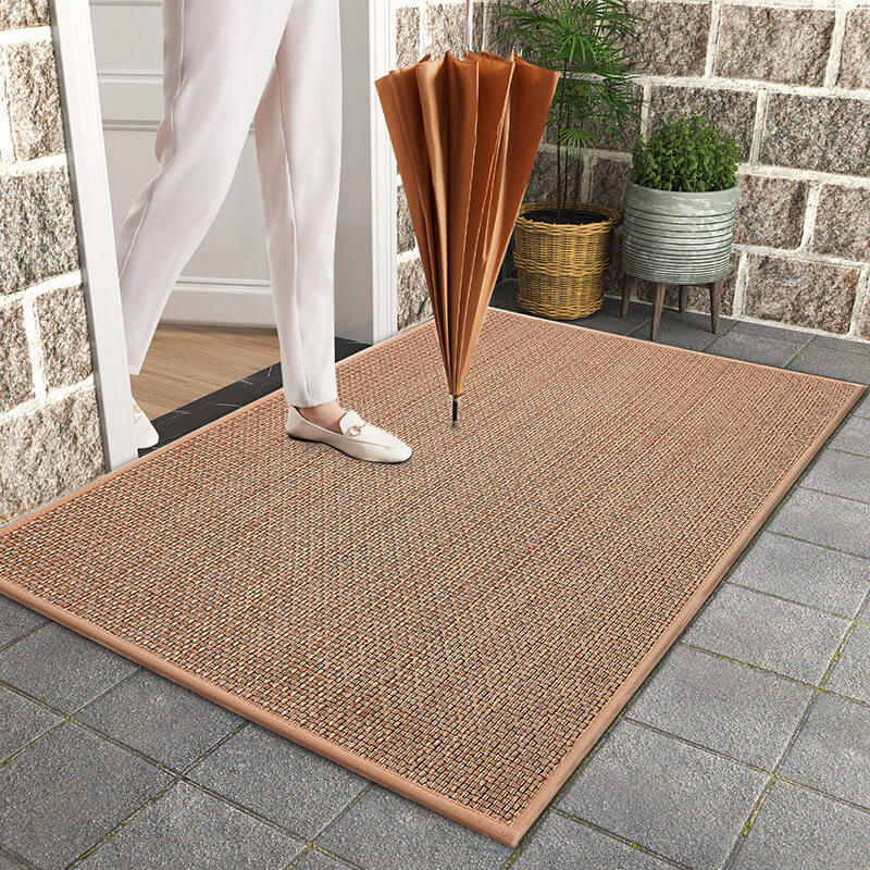 Modern home decor: a practical machine washable woven entryway rug for a clean and inviting space.