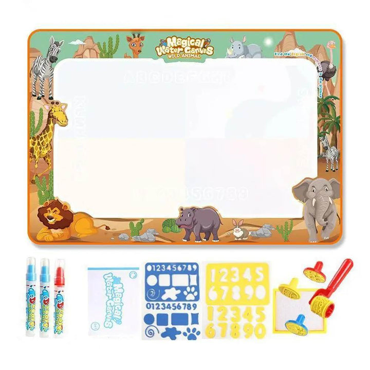Magic Water Drawing Mat for kids, mess-free doodle toy. Reusable educational play for toddlers and children.