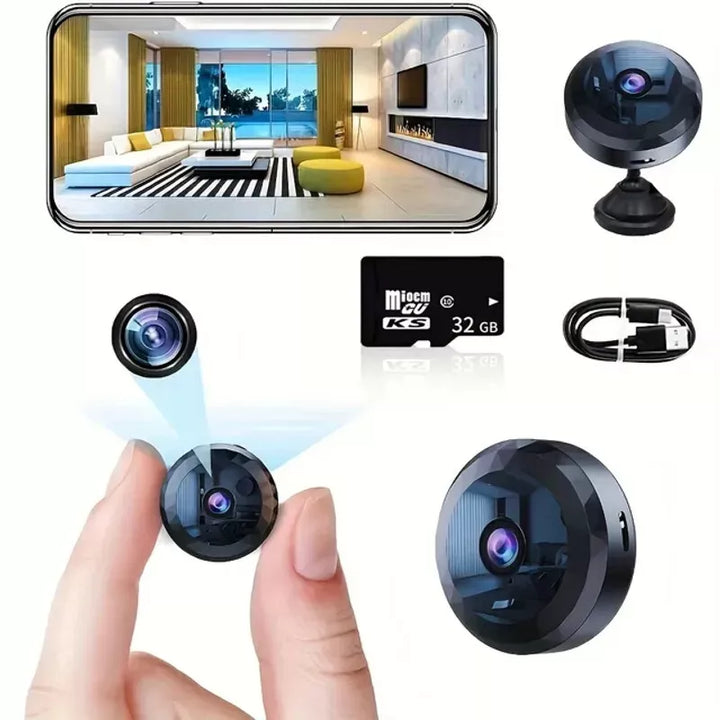 Magnetic Mini WiFi Camera with HD video & night vision for discreet home/office security. Easy wireless setup.
