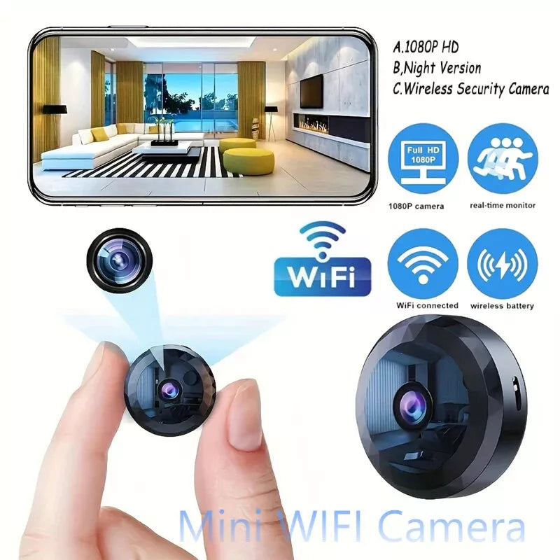 Tiny discreet WiFi security camera with strong magnetic mount; ideal for hidden surveillance & monitoring.