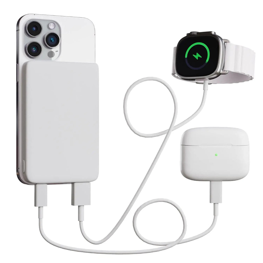 MagSafe technology power bank, a magnetic wireless portable charger for iPhone users.