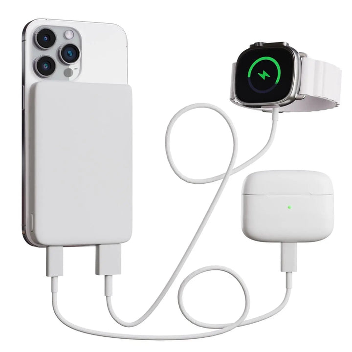 MagSafe technology power bank, a magnetic wireless portable charger for iPhone users.
