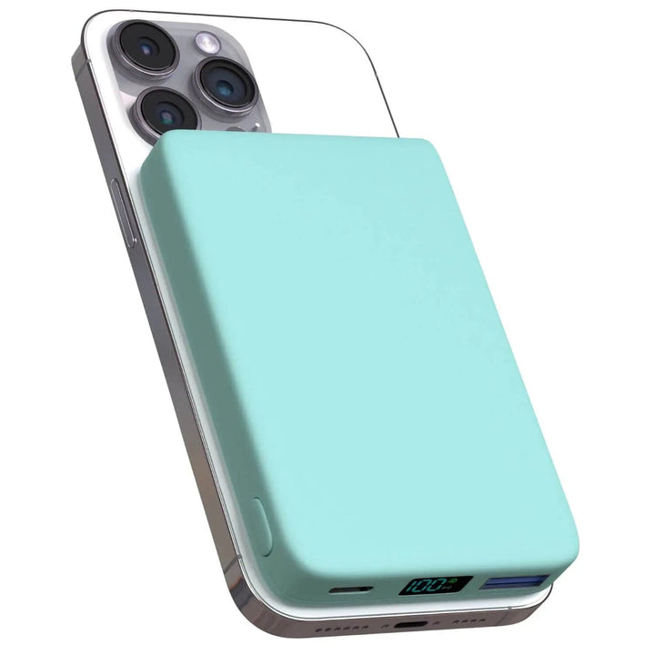 Compact MagSafe wireless charger, perfect portable power bank for your iPhone.