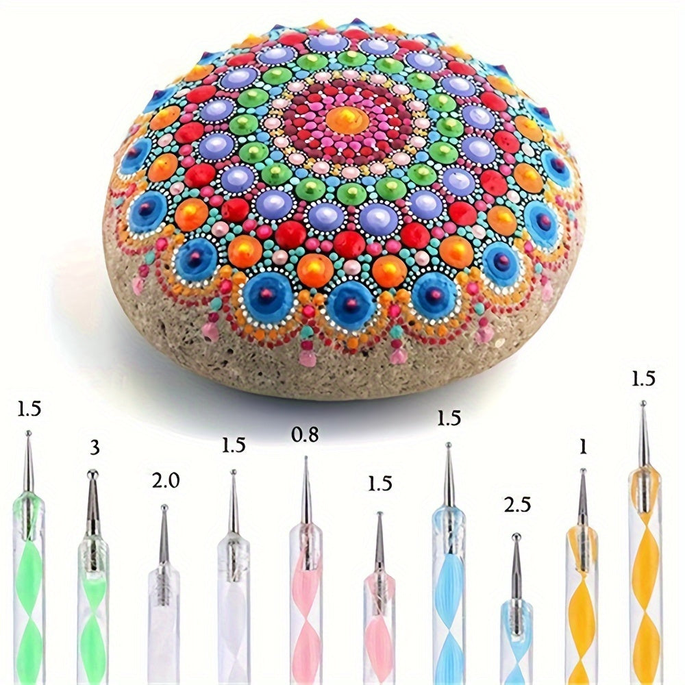 Mandala Dotting Tools Set for creative rock painting & art. Includes various sizes for detailed designs.
