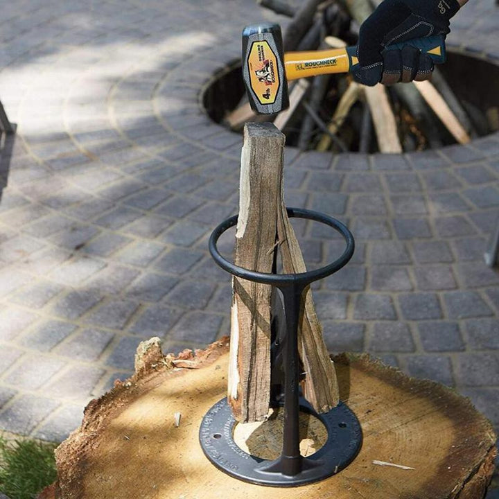 Durable cast iron manual wood splitter, perfect for safely processing firewood.
