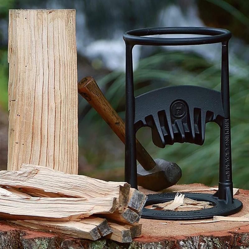 Easy-to-use manual firewood splitter, making log cutting simple and safe for outdoor use.