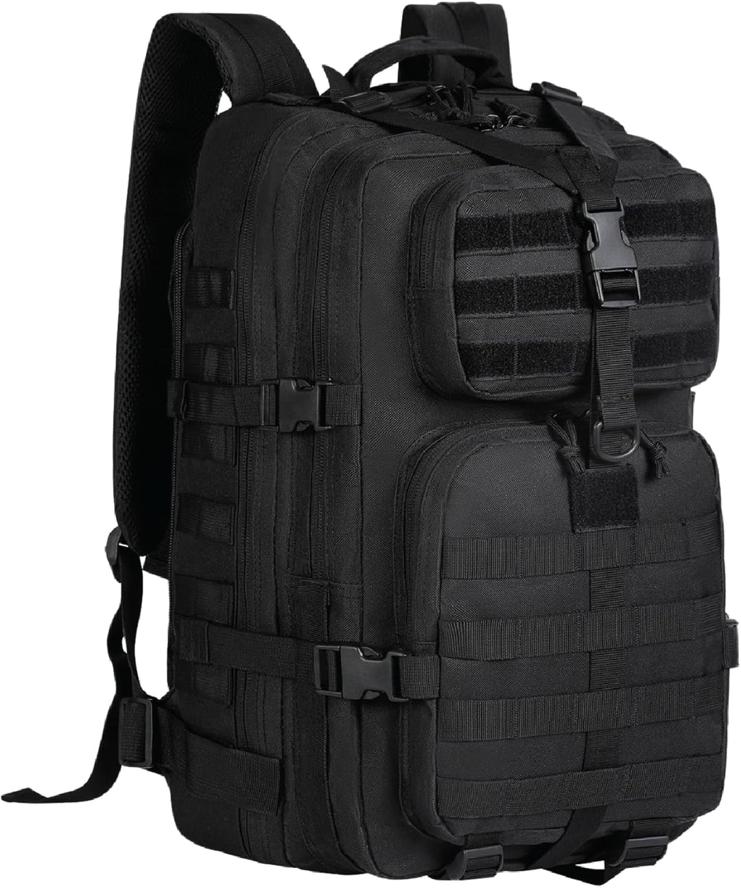Men's travel backpack with 15.6" laptop compartment & MOLLE system. Versatile adventure gear pack.