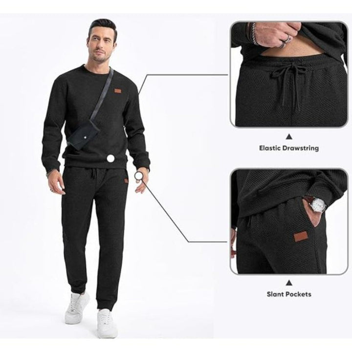 Comfortable men's activewear tracksuit set, versatile for gym, running, or relaxing at home. Includes joggers.