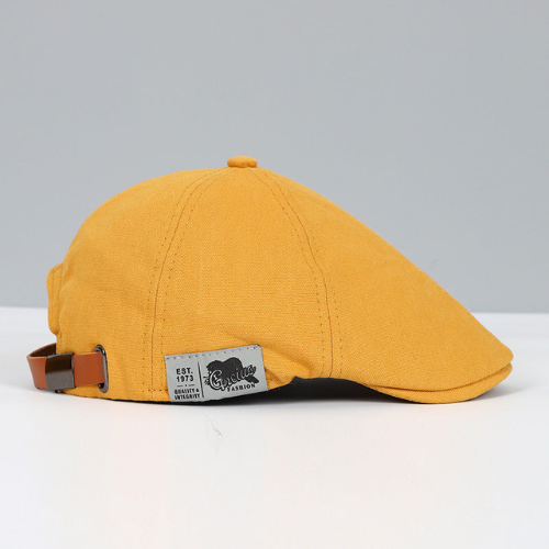 Side view of a men's adjustable beret highlighting its classic design and fit