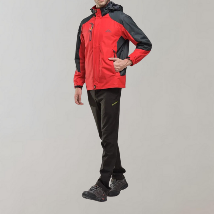 Rugged men's outdoor jacket, windproof and water-resistant for challenging elements.