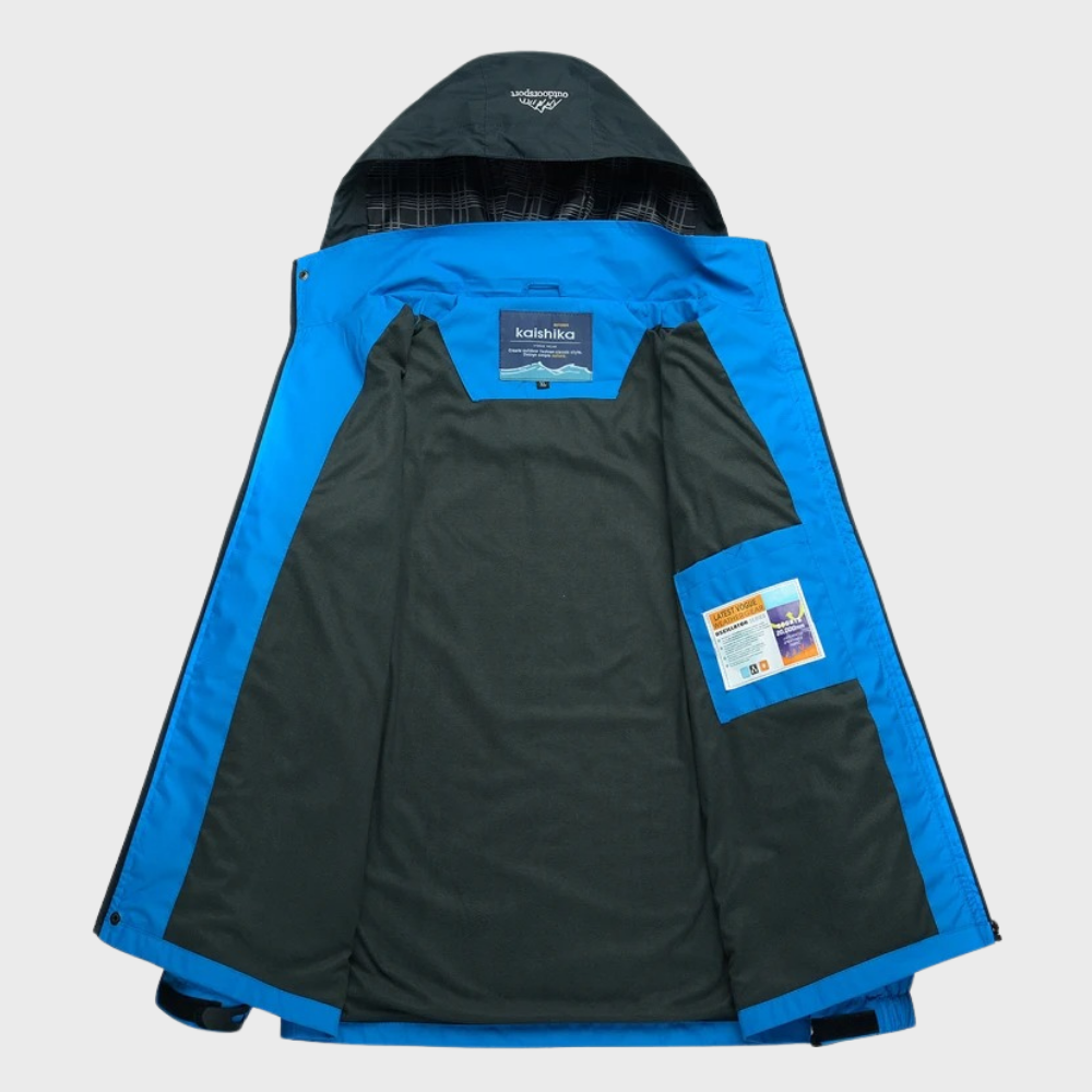 Durable men's outerwear, offering waterproof and wind protection for all seasons.