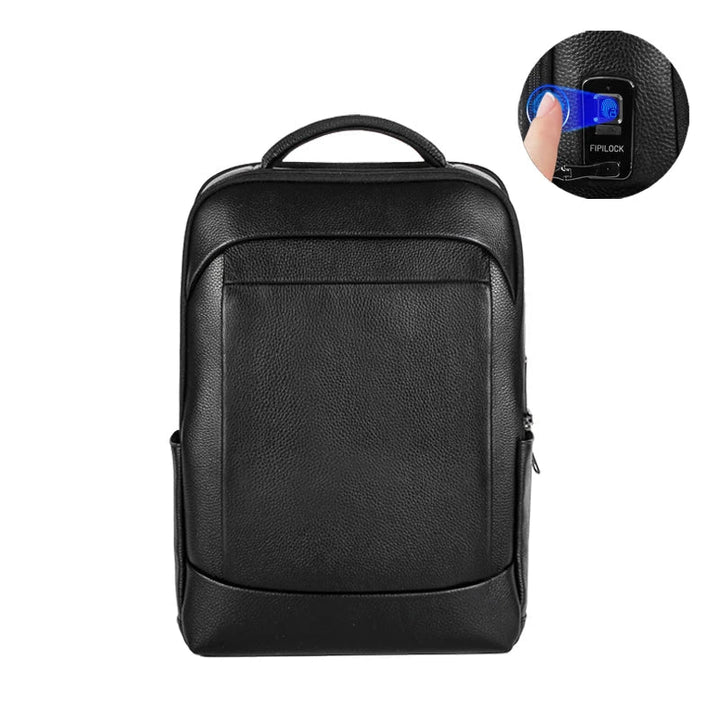 Secure men's anti-theft laptop backpack with advanced fingerprint lock, ideal for business trips & urban commuting.