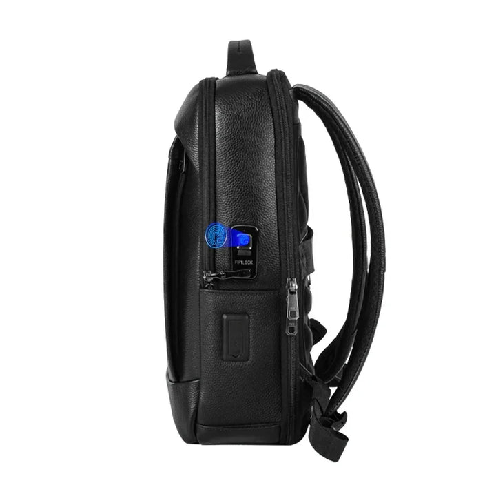 Sleek men's professional laptop backpack with fingerprint lock, large capacity for business travel & daily organization.