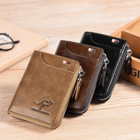 Stylish men's genuine leather wallet, sleek design and secure features for modern mens style.