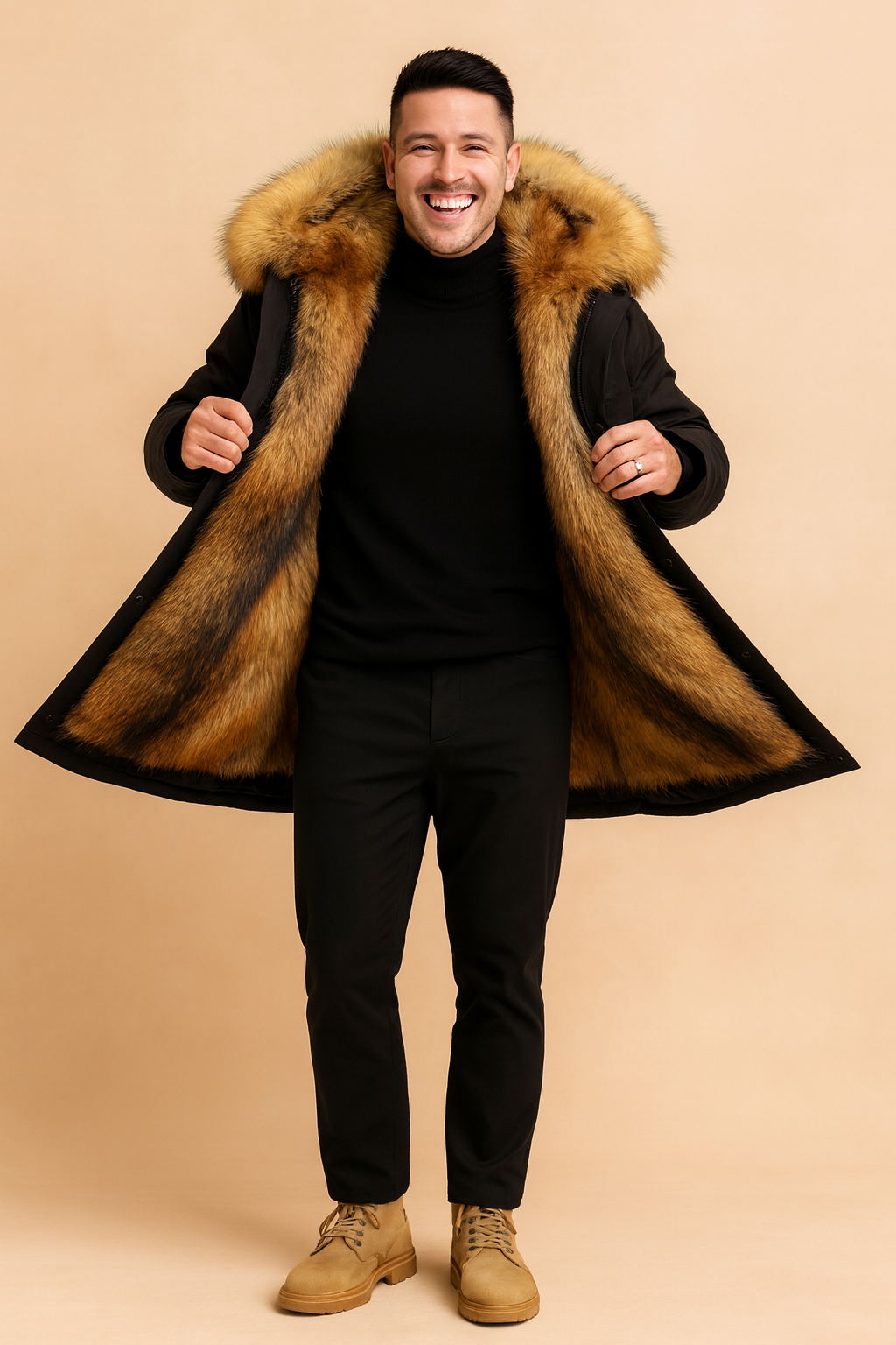 Men's hooded thermal winter parka, the Arvid jacket, designed for outdoor adventure and extreme cold weather.