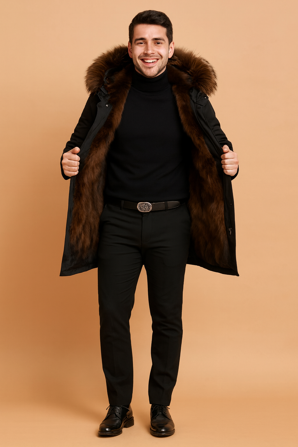 Warm Arvid men's winter parka with a hood. Insulated thermal jacket, great for stylish cold weather protection.
