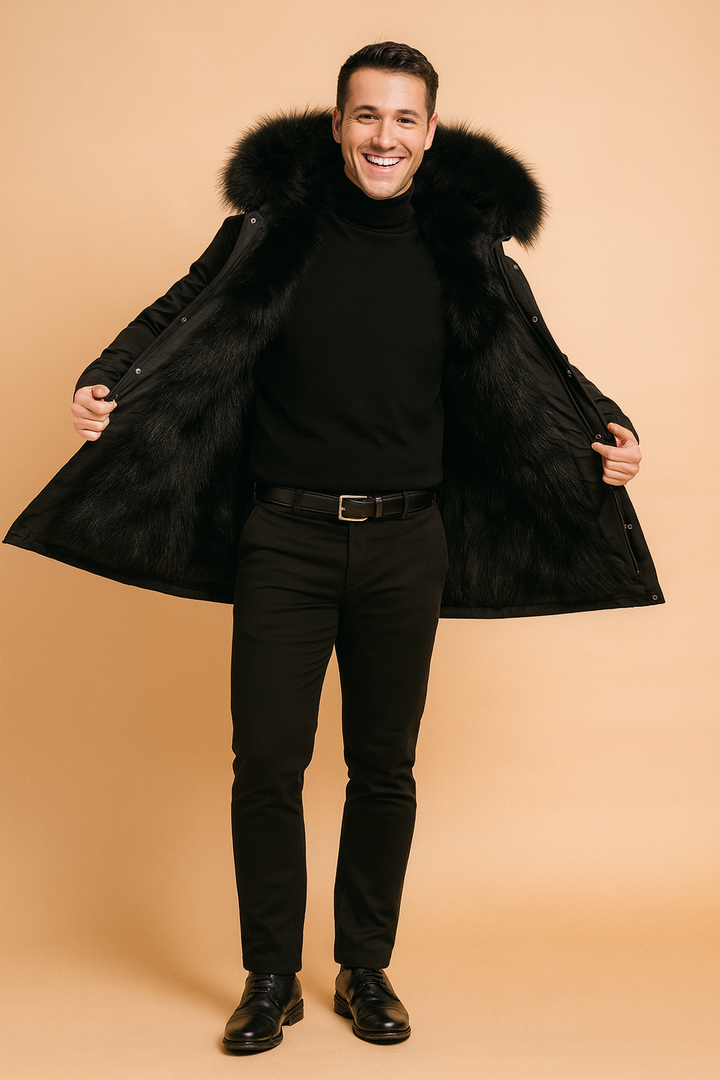 Comfortable men's Arvid thermal winter parka, a hooded and insulated jacket for ultimate warmth in cold weather.