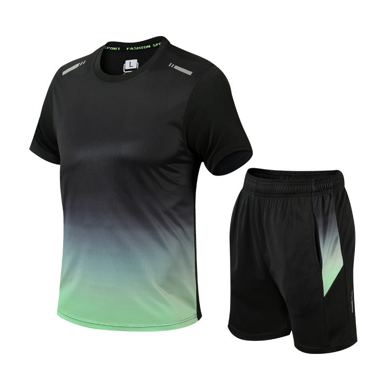 Stylish men's polyester blend athletic jogger set. Two-piece zip jacket & pants for casual or workout wear.