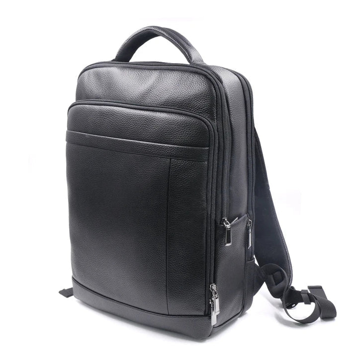 Versatile men's anti-theft leather travel and business backpack with advanced fingerprint lock protection.