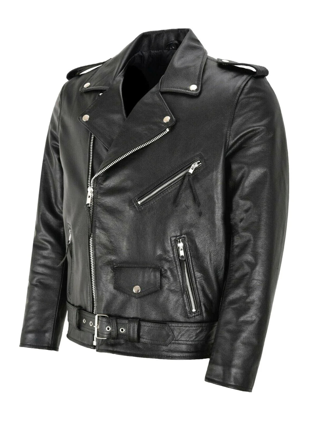 Casual men's fashion jacket: black belted bomber with epaulets for a modern look.