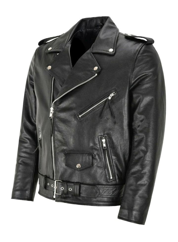 Casual men's fashion jacket: black belted bomber with epaulets for a modern look.