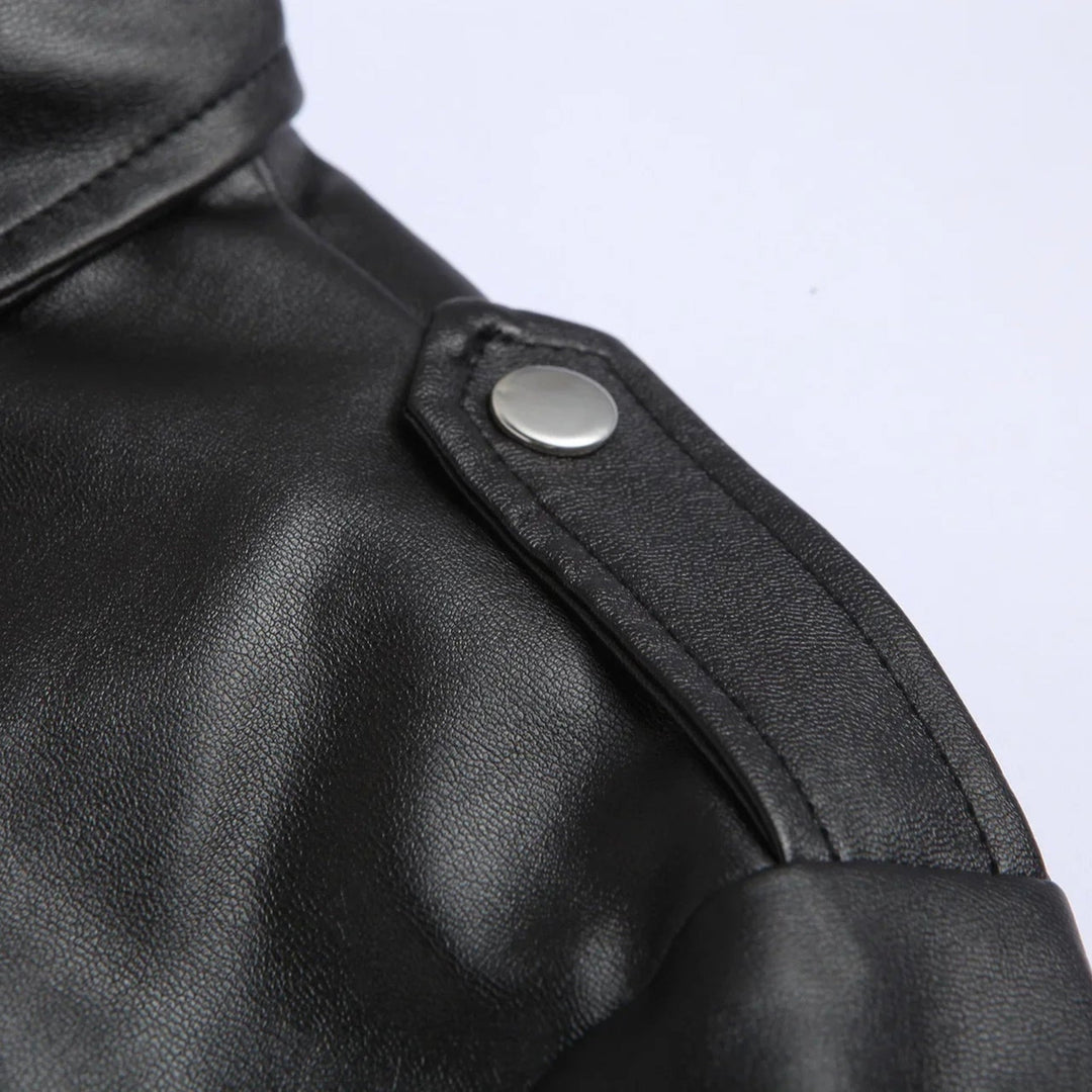 Black men's belted bomber jacket, a stylish and versatile piece of casual outerwear.