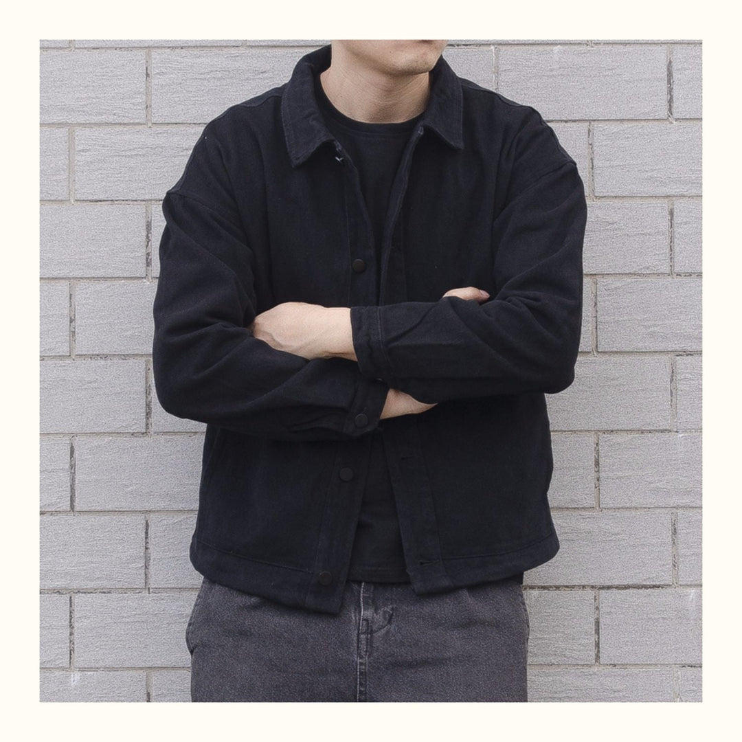 Classic men's relaxed fit button-down jacket, stylish and practical outerwear for men.