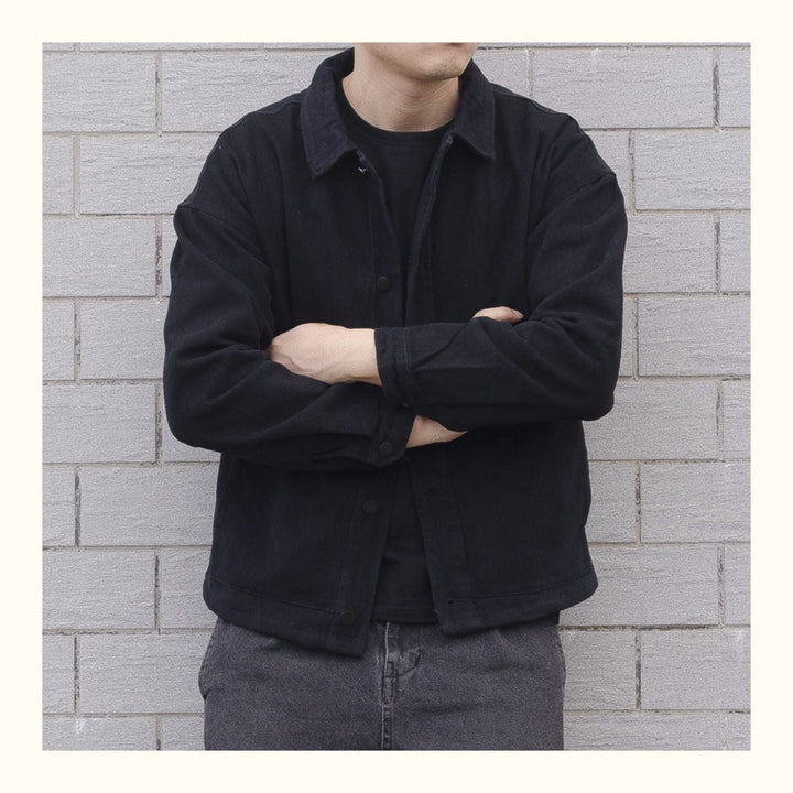 Classic men's relaxed fit button-down jacket, stylish and practical outerwear for men.